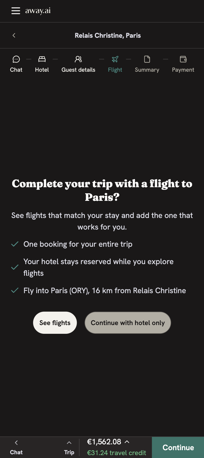 Add a flight screen