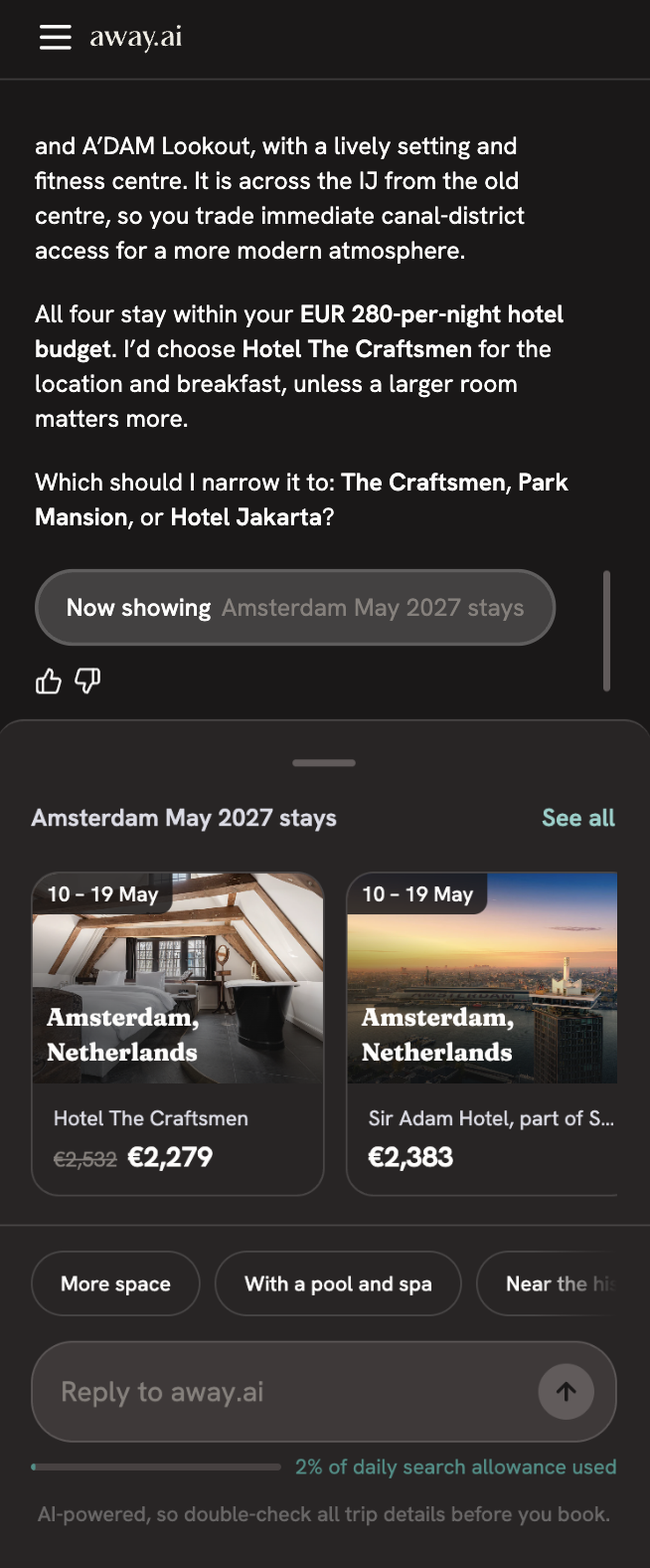 Chat results — high fidelity