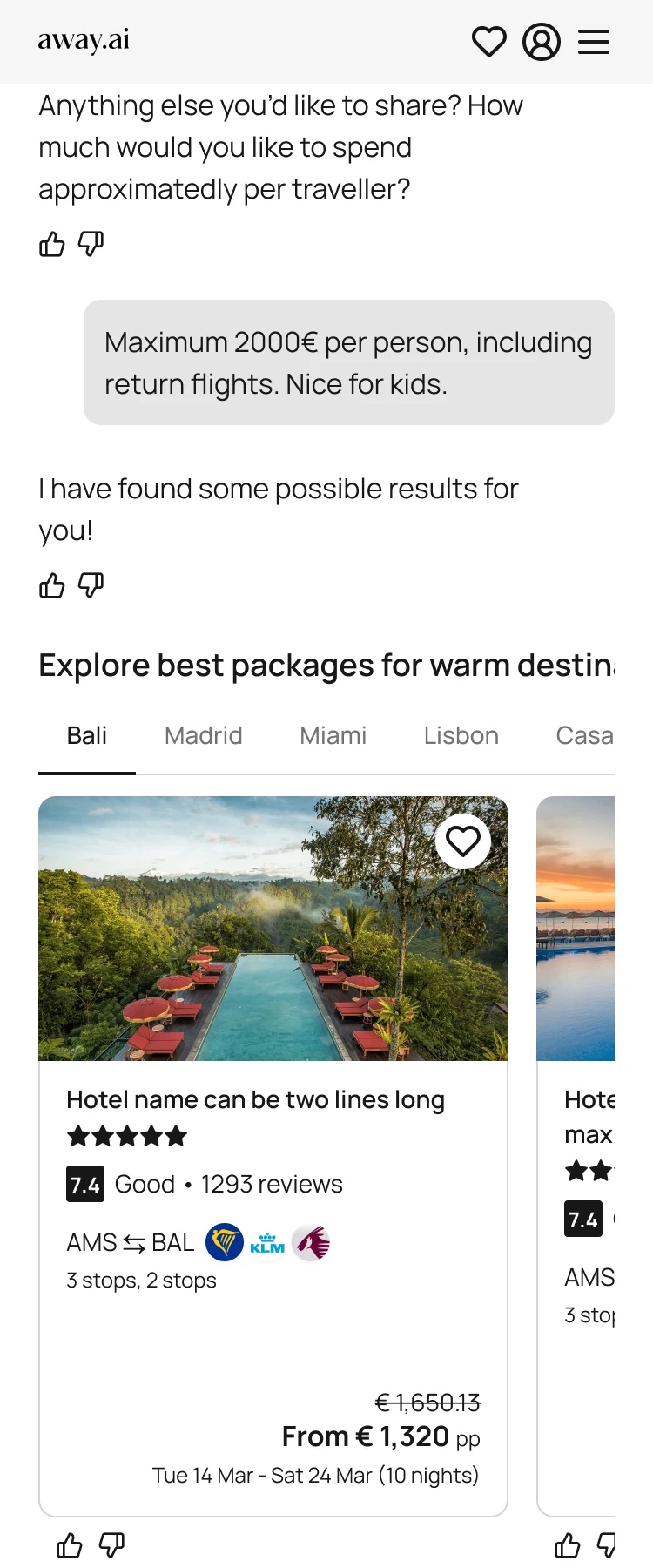 Chat results — low fidelity