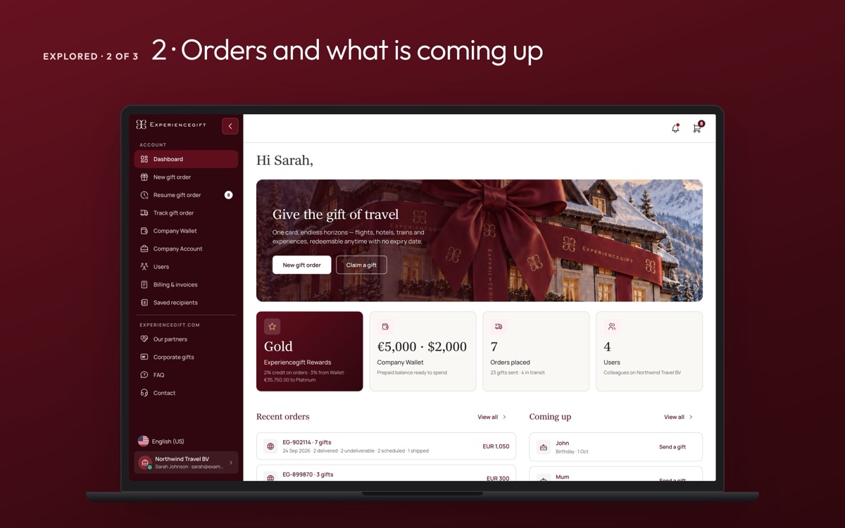 Explored 2 of 3 — orders and what is coming up