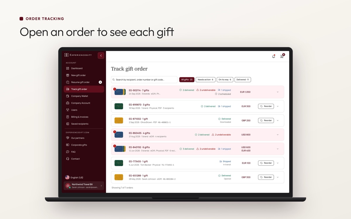 Open an order to see each gift