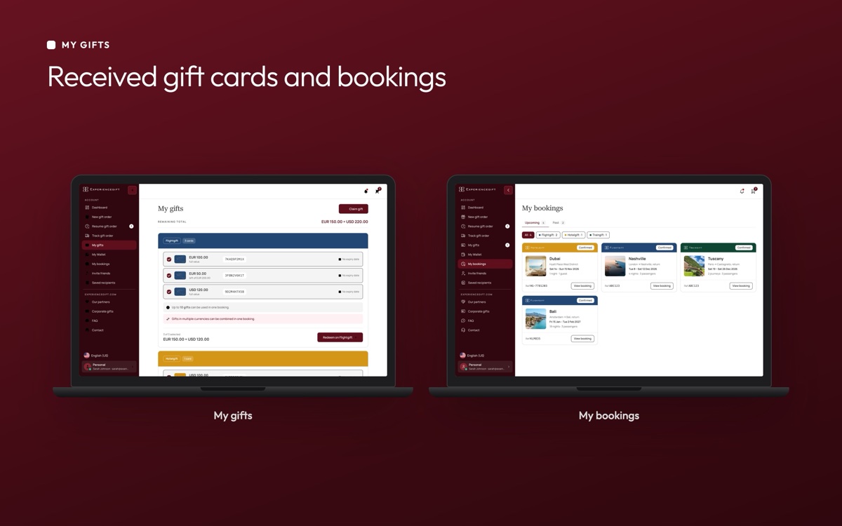 My gifts and My bookings
