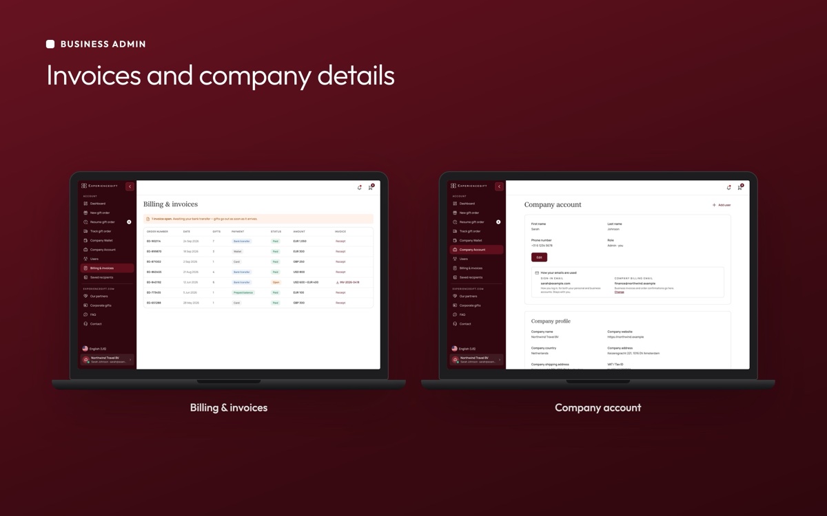 Invoices and company details