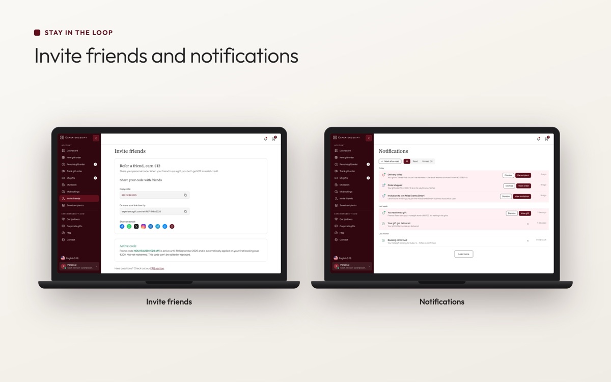 Invite friends and notifications