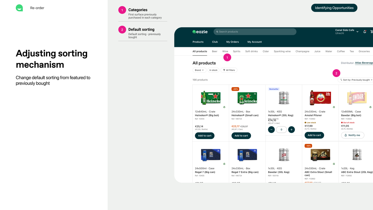 Adjusting the sorting mechanism — categories and default sorting