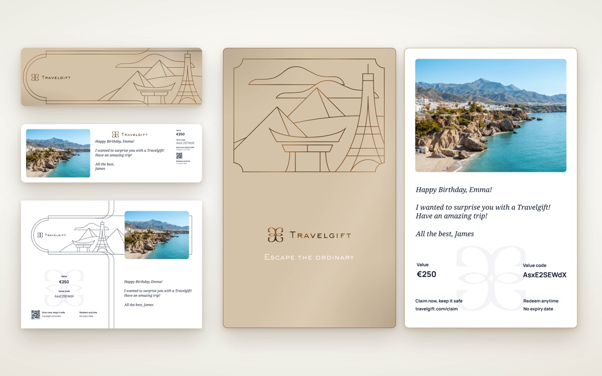 Gift formats — physical card, PDF and e-gift